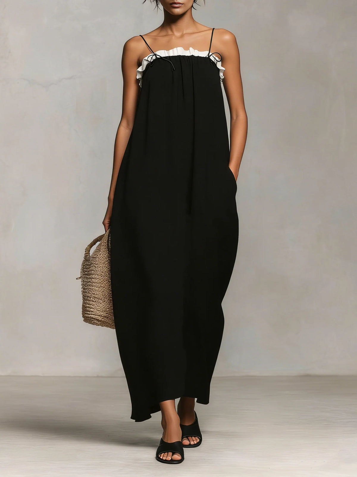 Mirelle™ | Vestido Maxi con Bloques de Colores y Tirantes de Espagueti