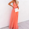 VibeMadrid | Vestido largo color coral claro