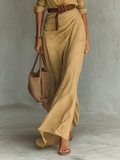 Camille™ | Vestido maxi con solapa y cinturón en la cintura