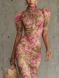 Rosalie™ | Vestido maxi con estampado de rosas vintage