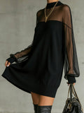 Amélie™ | Elegante Vestido corto negro con mangas de malla