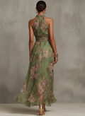 Florine™ | Vestido Maxi Verde con Estampado Floral