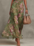 Florine™ | Vestido Maxi Verde con Estampado Floral